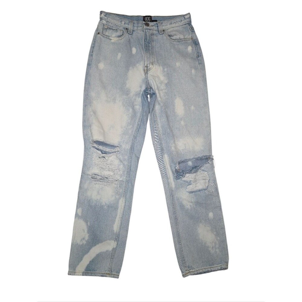 BDG Slim Straight High Waist Acid Wash Distressed Jeans